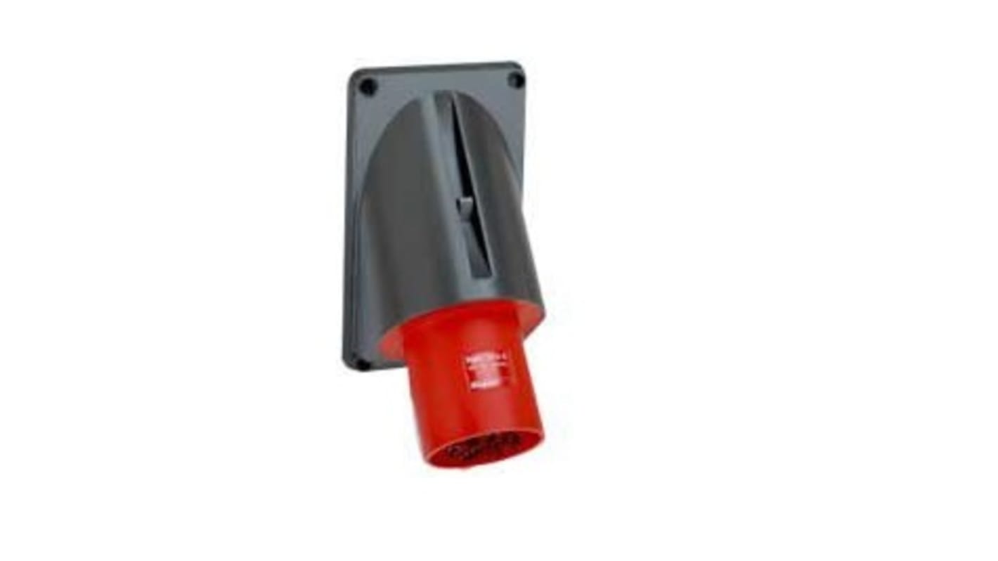 Legrand, Hypra IP44 Red 3P + N + E Angled Industrial Power Plug, Rated At 63A, 415 V No