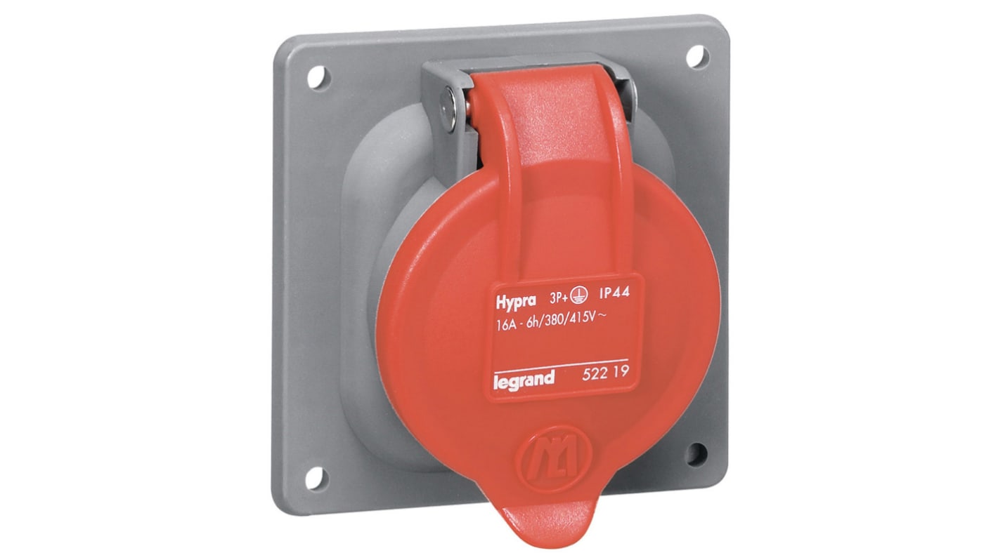 Legrand, Hypra IP44 Red 3P+E Socket Socket, Rated At 63A, 415 V No
