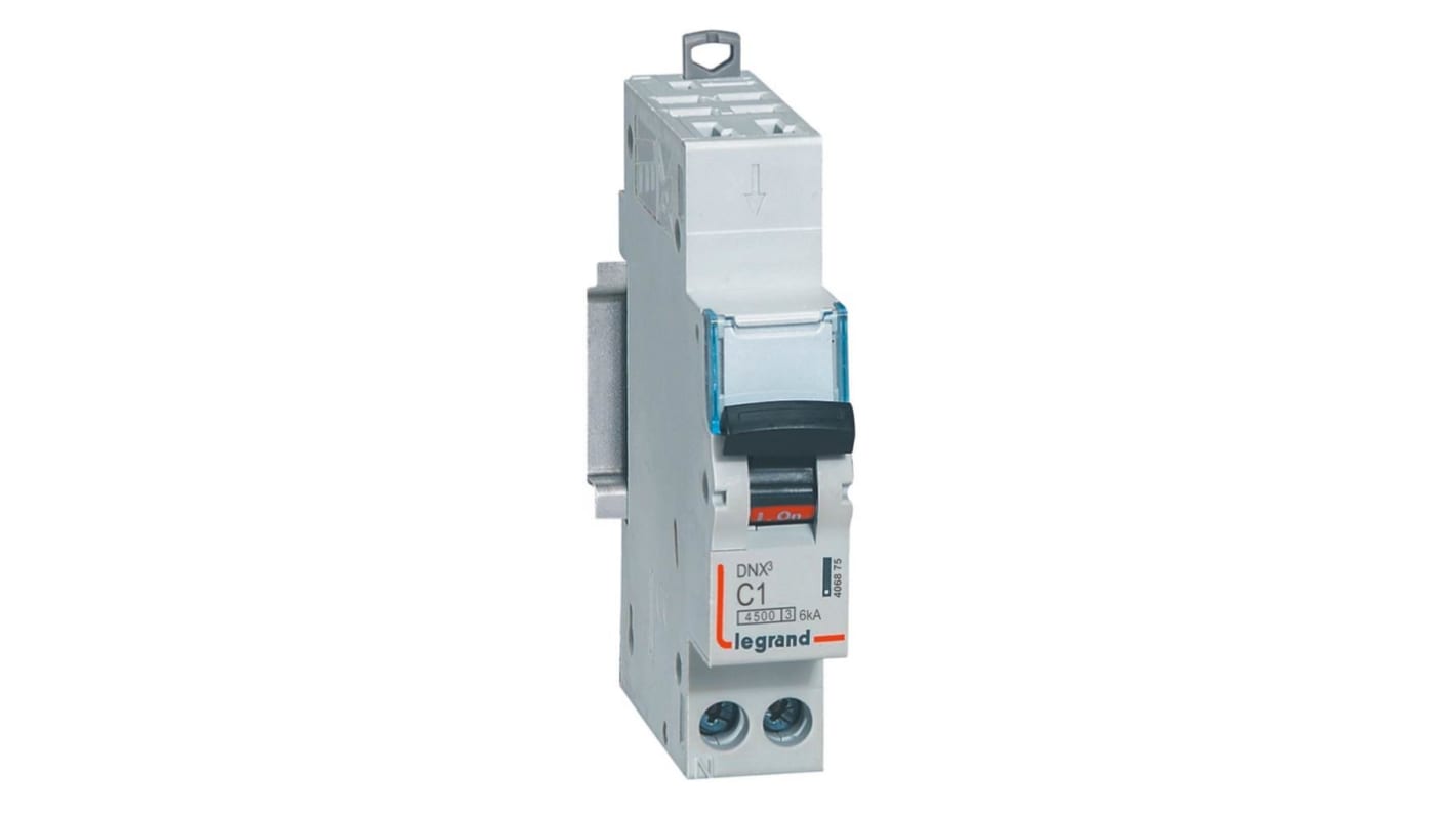 Legrand DNX3 Circuit Breaker, 1P, 1A Curve C, 230V AC, 6 kA Breaking Capacity