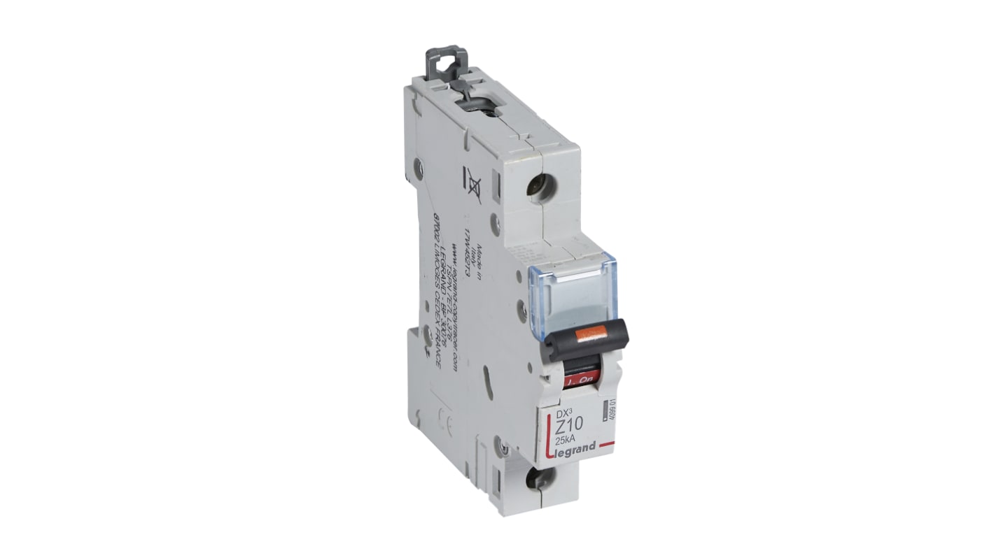 Legrand DX3 Circuit Breaker, 1P, 10A, Type Z, 230V AC, 25 kA Breaking Capacity