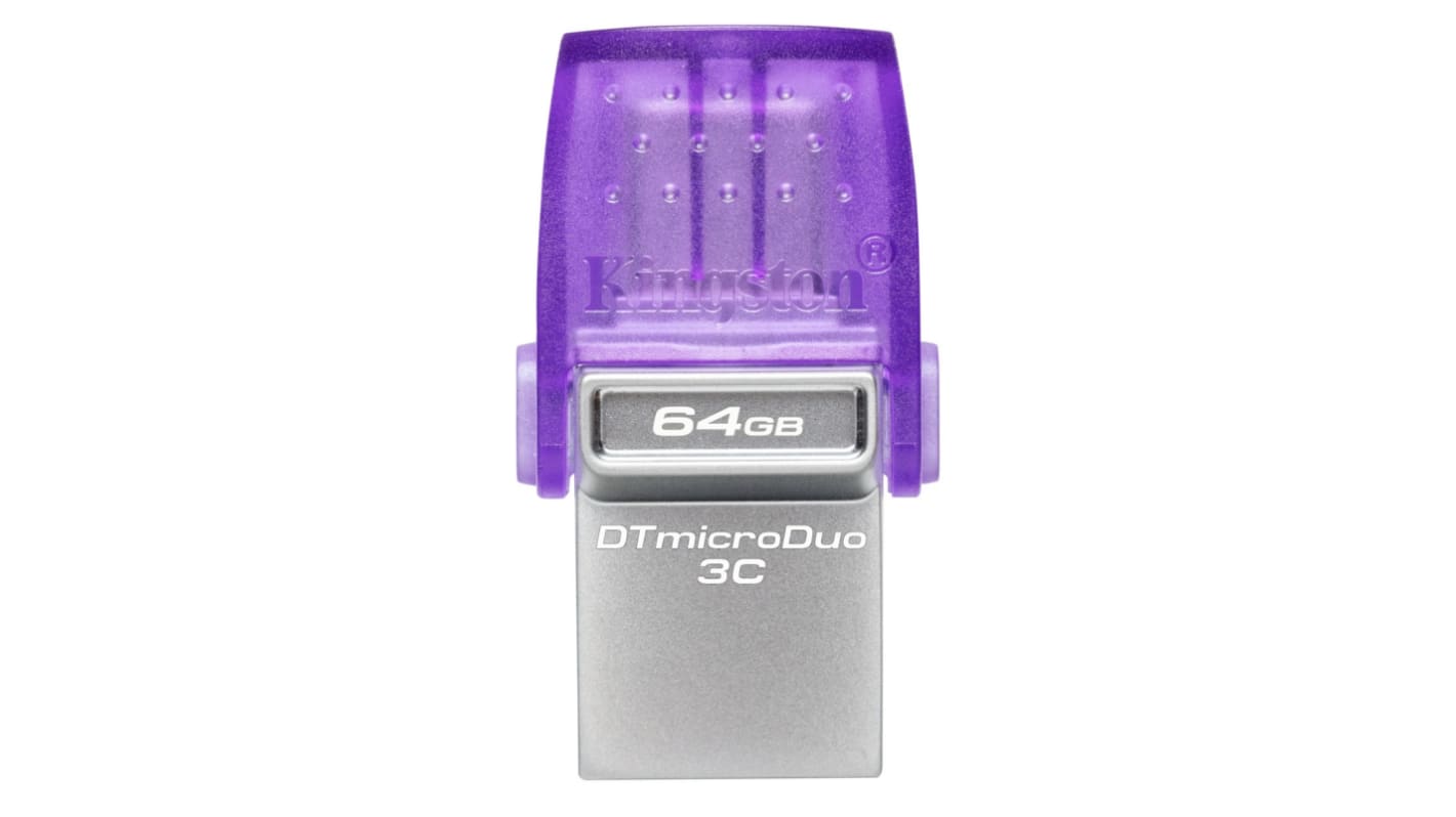 Kingston 64 GBUSB闪存盘, USB 3.2, 3D TLC, 无加密, 数据旅行者微型Duo 3C