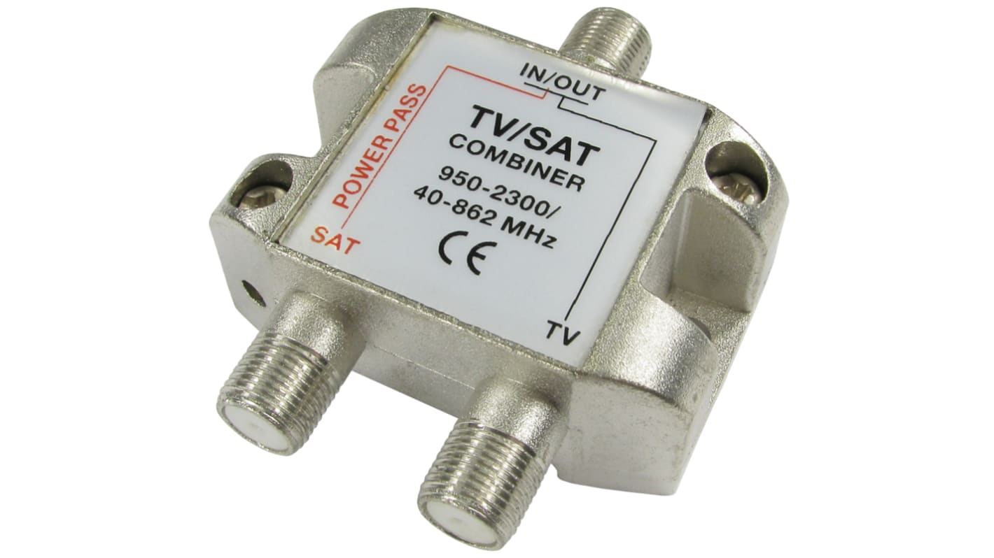 RS PRO TV Aerial RF Splitter F Socket to F & TV Socket
