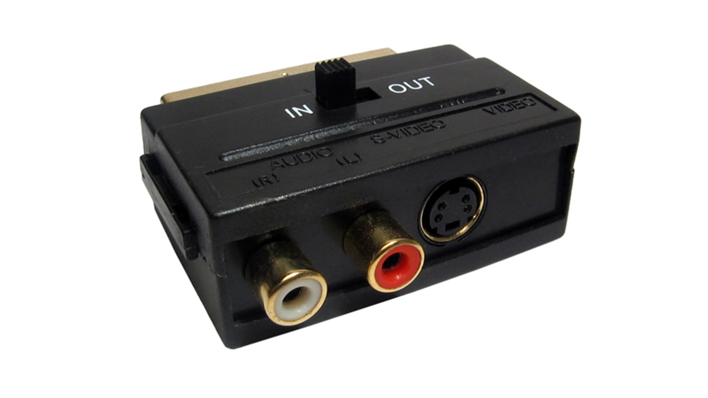 RS PRO 影音连接适配器, SCART 公头 (1)转2 x RCA & SVHS, 直向