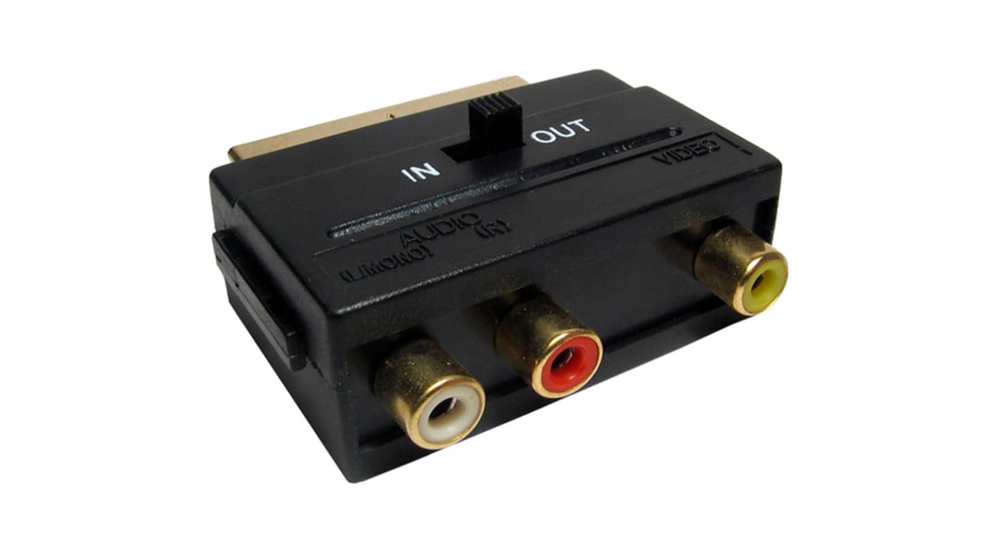 RS PRO A/V Connector Adapter, Male SCART to Female 3 x RCA