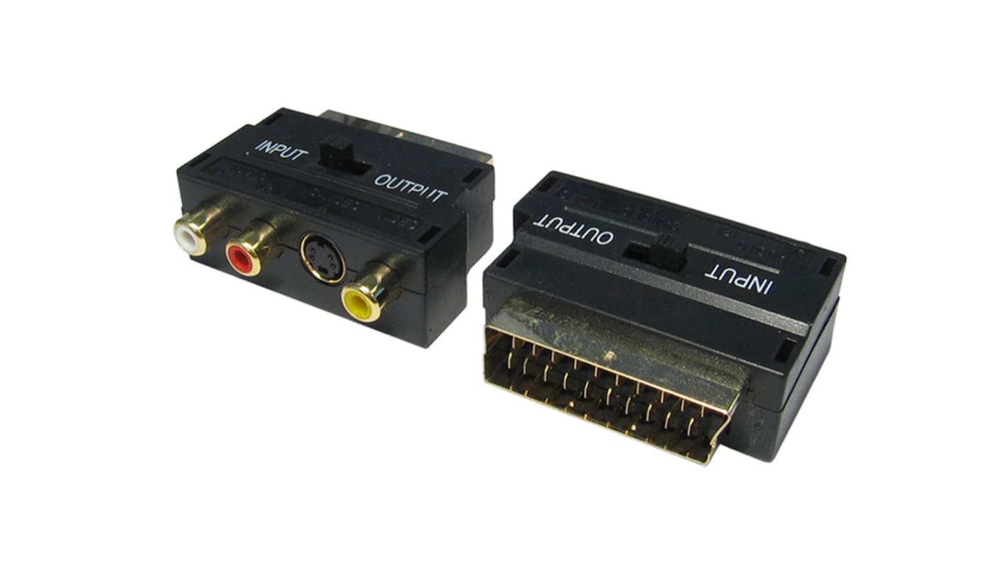 RS PRO 影音连接适配器, SCART 公头 (1)转3 x RAC & SVHS, 直向