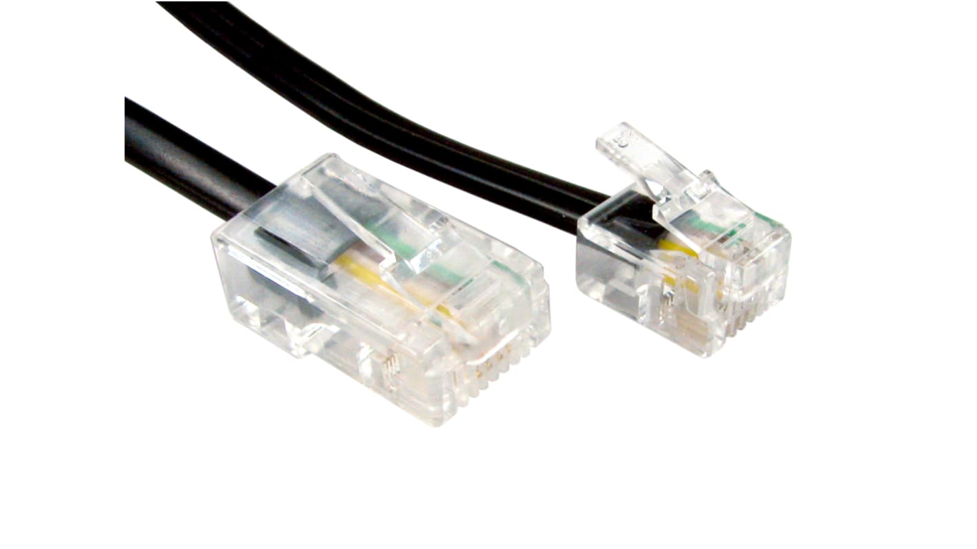 RS PRO Male RJ11 to Male RJ45 Telephone Cable, Black Sheath, 5m