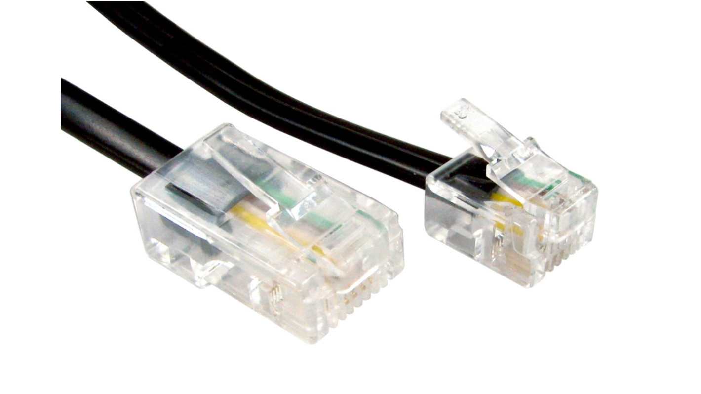 RS PRO Male RJ11 to Male RJ45 Telephone Cable, Black Sheath, 10m