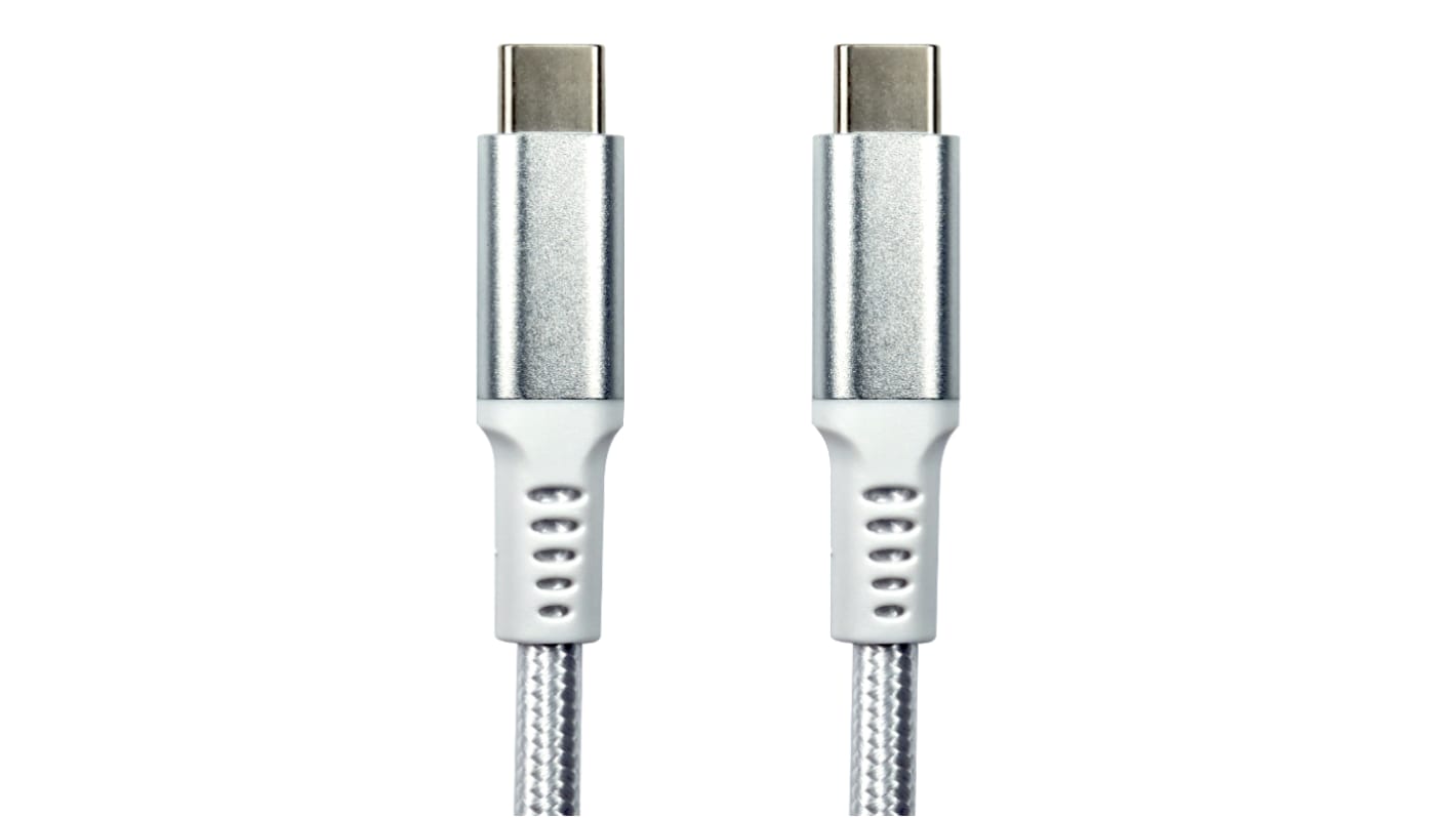 Cable USB 3.1 RS PRO, con A. USB C Macho, con B. USB C Macho, long. 1m, color Blanco