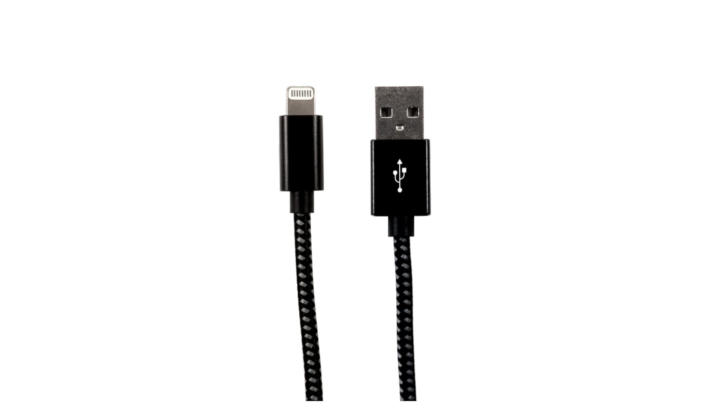 RS PRO USB 2.0, Male USB A to Male Lightning, 1m