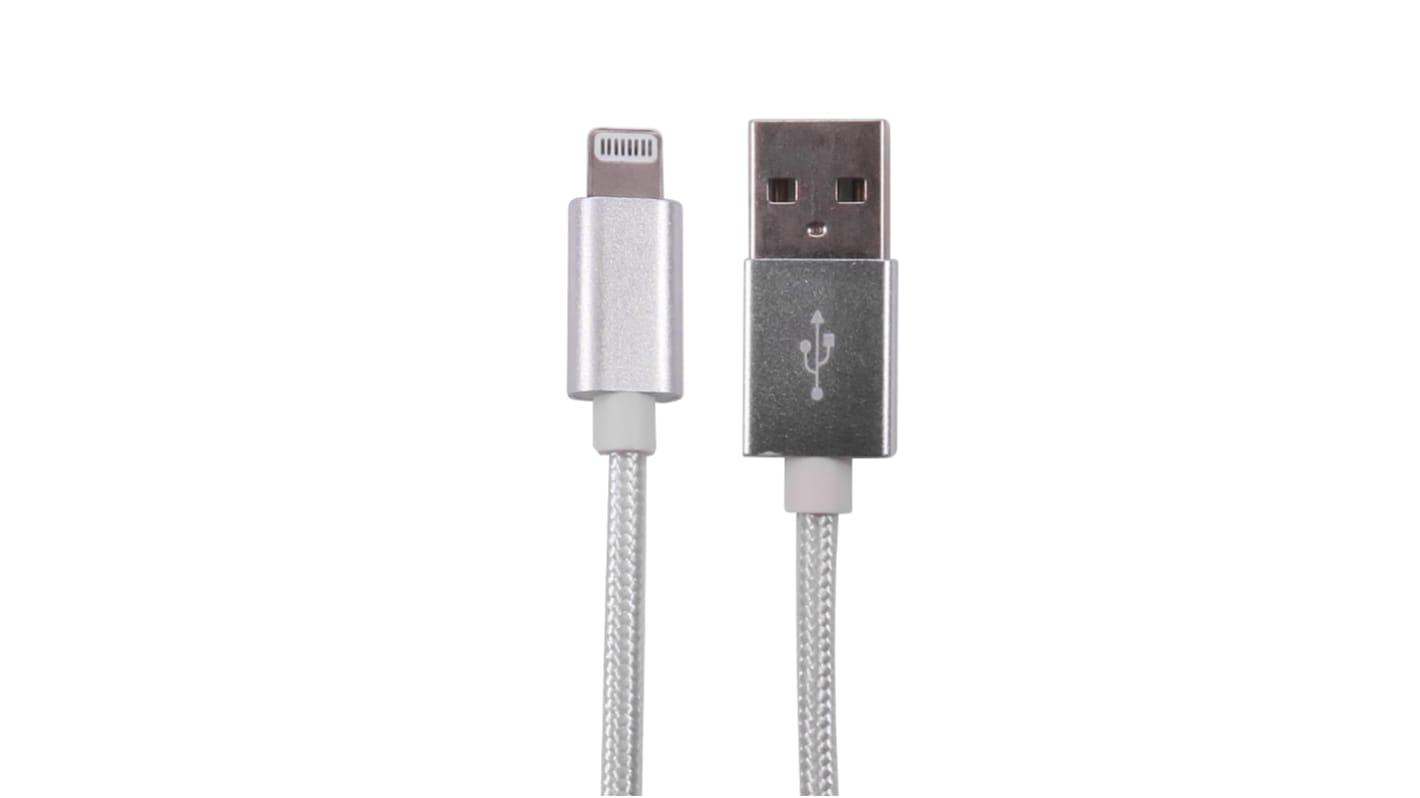 RS PRO USB 2.0, Male USB A to Male Lightning, 2m