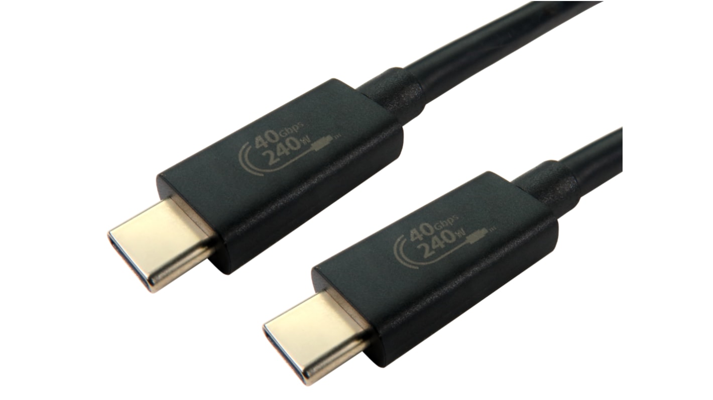 RS PRO USB 4.0, Male USB C to Male USB C, 40Gbps, 1m