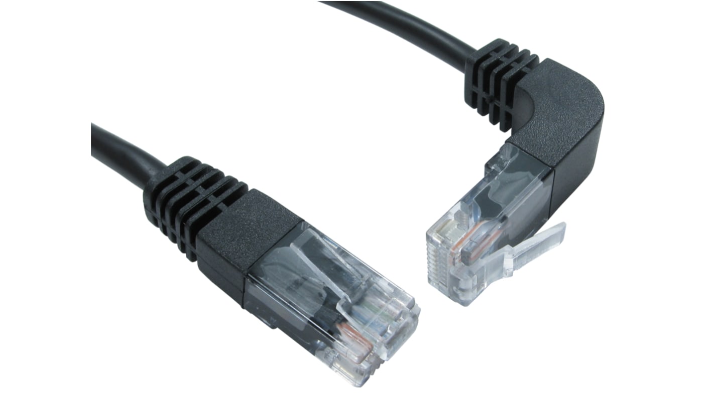 RS PRO, 500mm Cat5e, Black RJ45 to Male RJ45 Male, UTPShielded, Terminated PVC Sheath