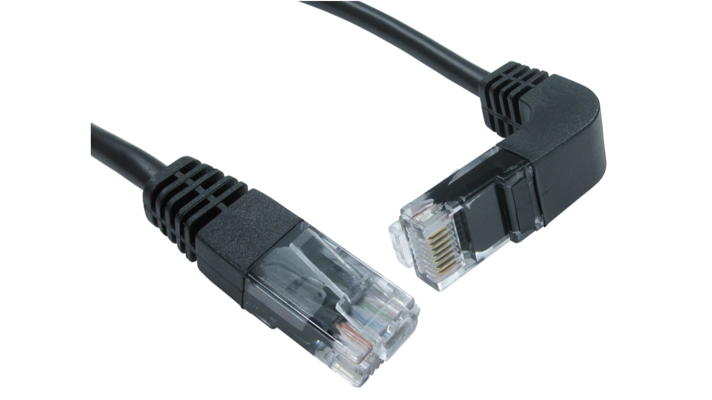 RS PRO, 2m Cat5e, Black RJ45 to Male RJ45 Male, UTP Shielded, Terminated PVC Sheath