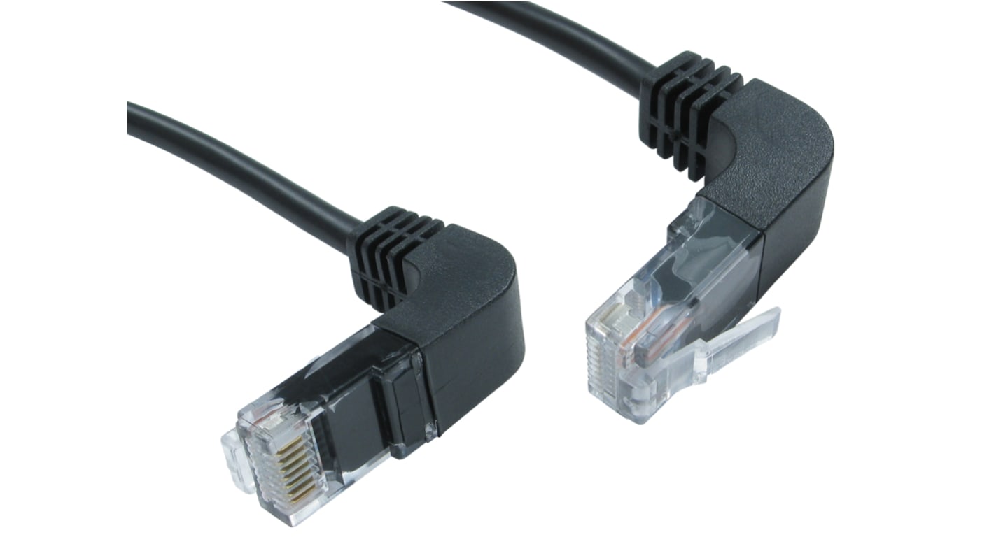 RS PRO, 1m Cat5e, Black RJ45 to Male RJ45 Male, UTP Shielded, Terminated PVC Sheath