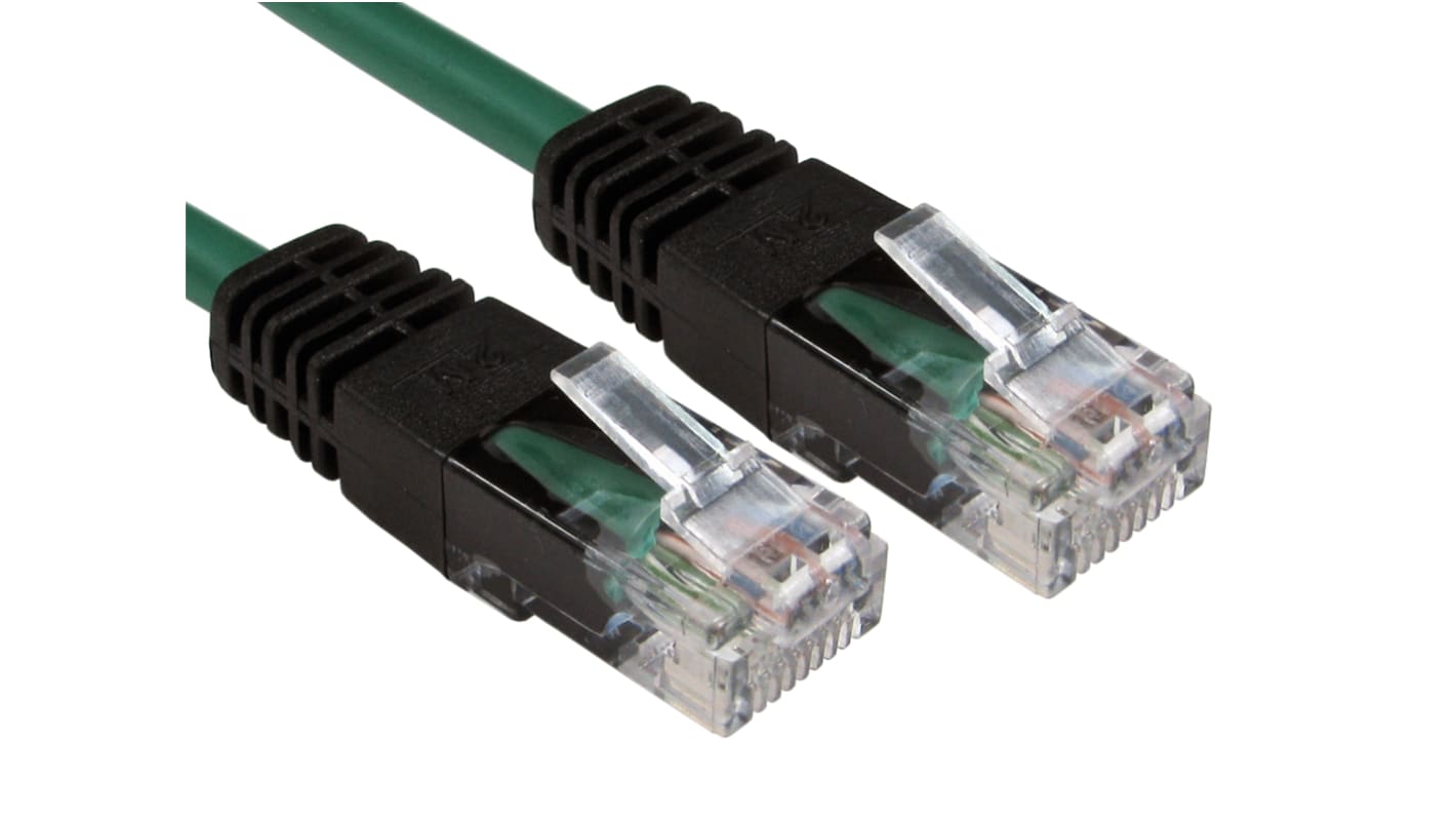 RS PRO, 2m Cat5e, Green RJ45 to Male RJ45 Male, UTP Shielded, Terminated PVC Sheath