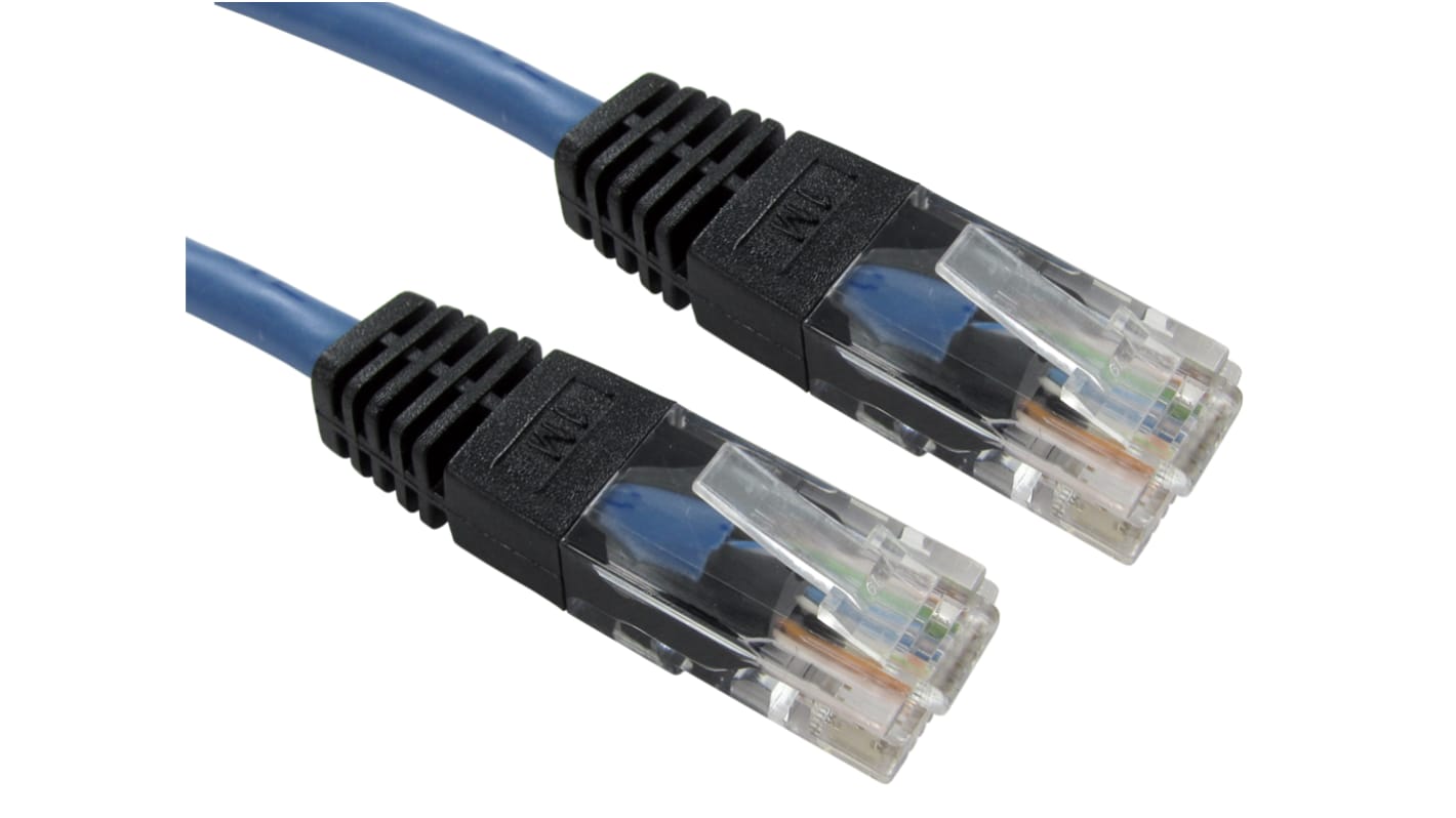 RS PRO, 10m Cat5e, Blue RJ45 to Male RJ45 Male, UTP Shielded, Terminated PVC Sheath
