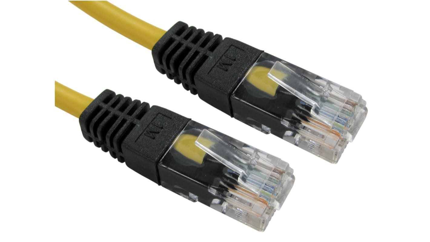 RS PRO, 10m Cat5e, Yellow RJ45 to Male RJ45 Male, UTP Shielded, Terminated PVC Sheath