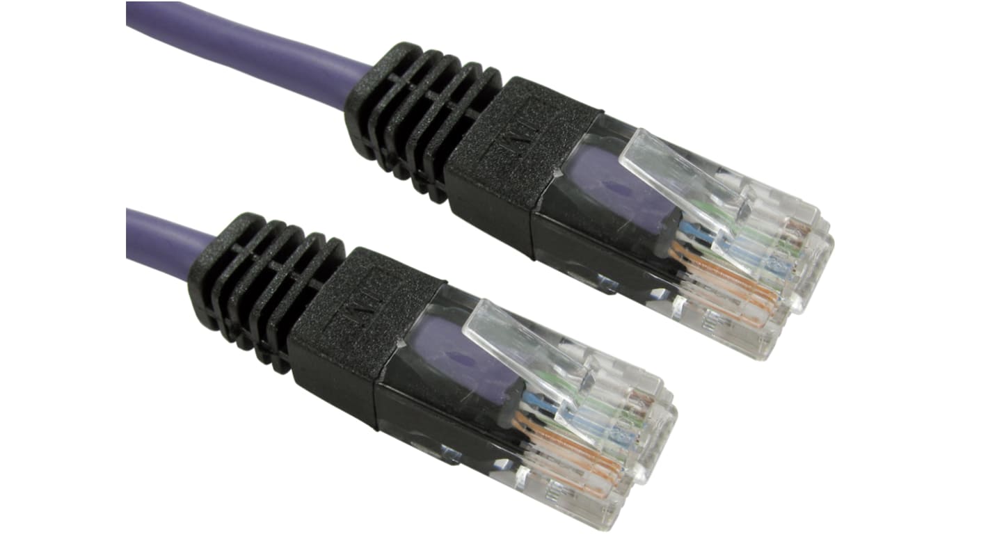 RS PRO Cat5e Straight Male RJ45 to Straight Male RJ45 Ethernet Cable, UTP, Purple PVC Sheath, 20m