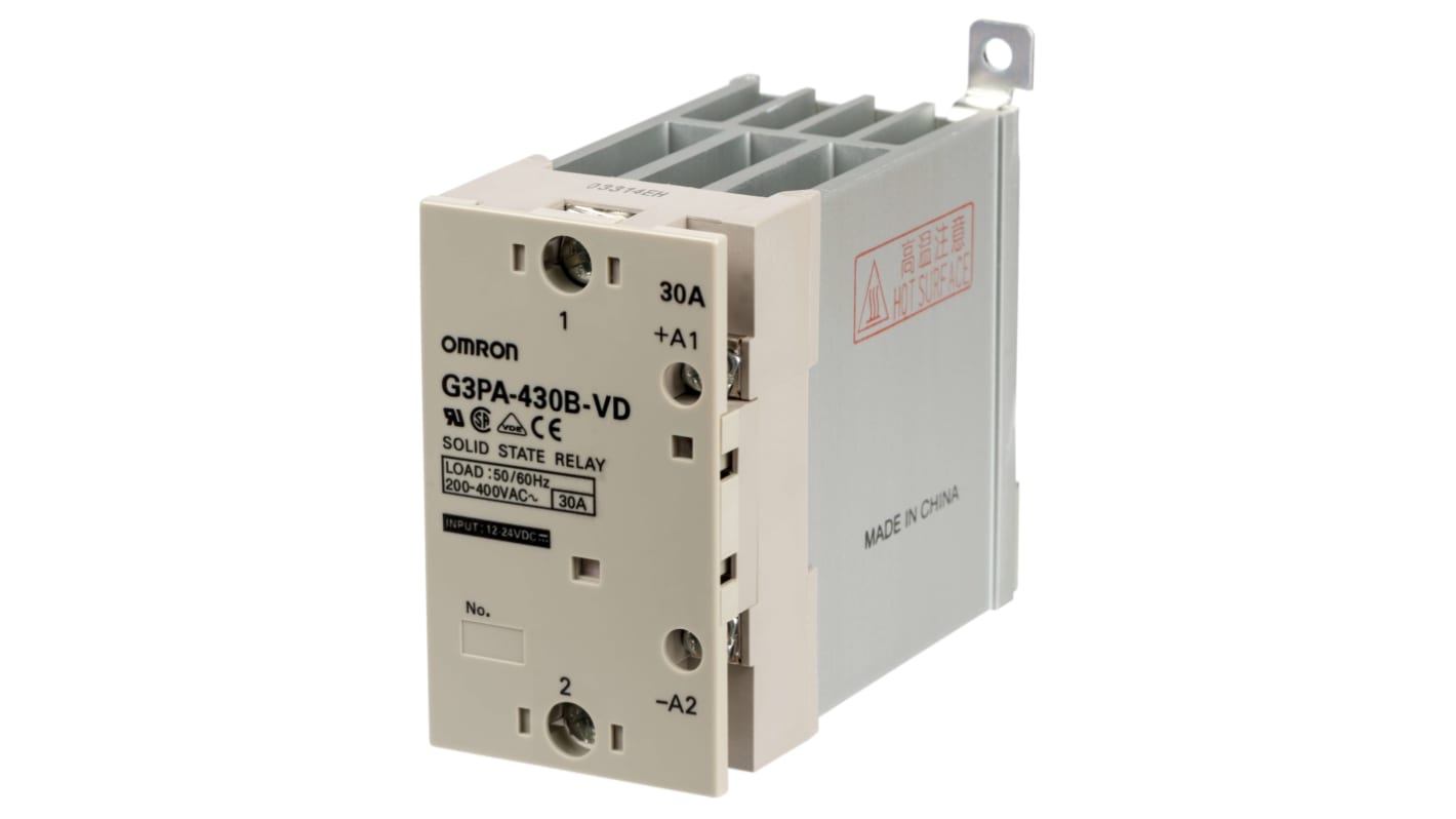 Relais statique Omron G3PA-430B-VD 12-24VDC, 30 A, Rail DIN, Montage en surface, 440 V c.a.