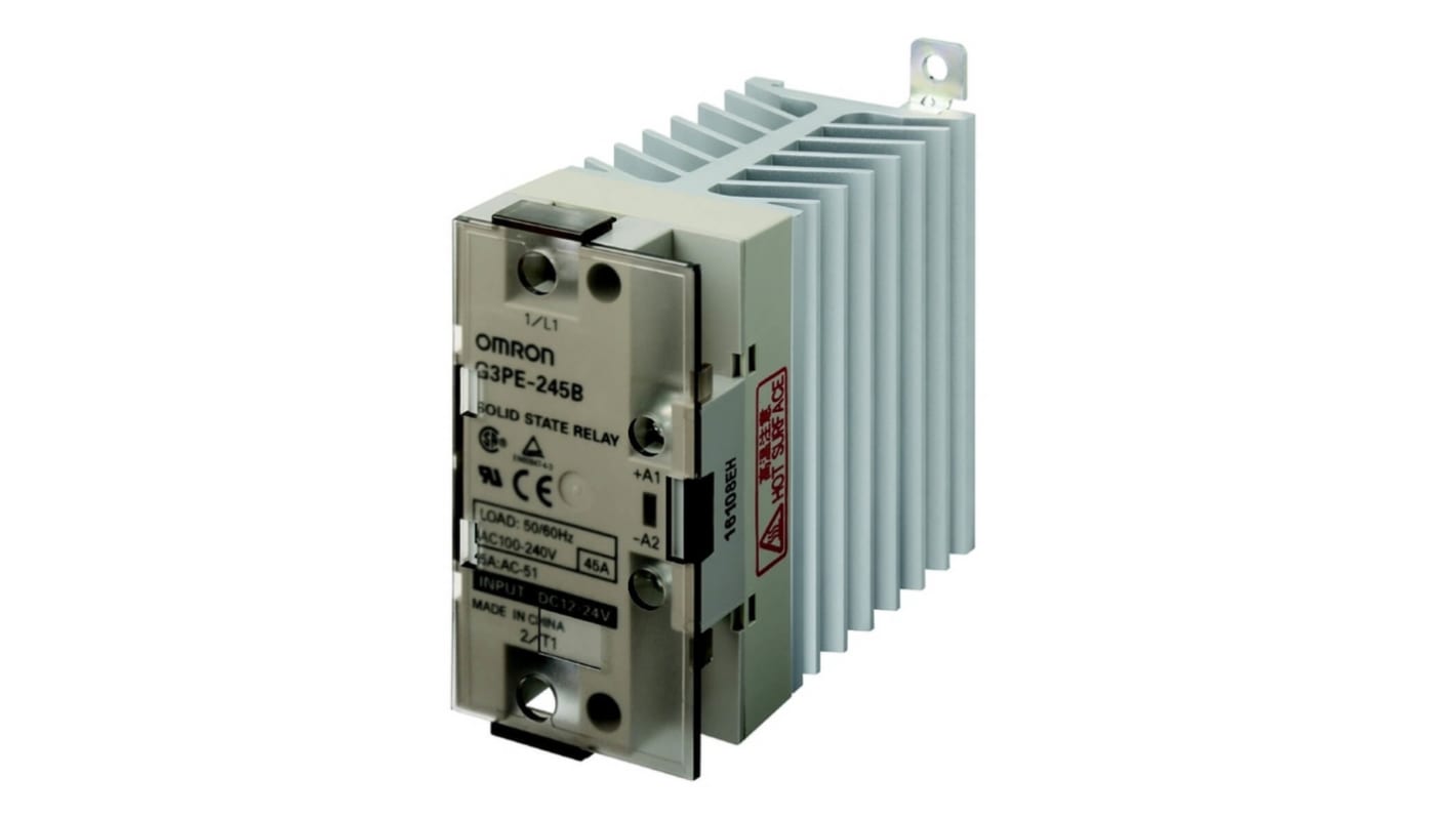 Relais statique Omron G3PE-235B 12-24VDC, 35 A, Rail DIN, 264 V c.a.