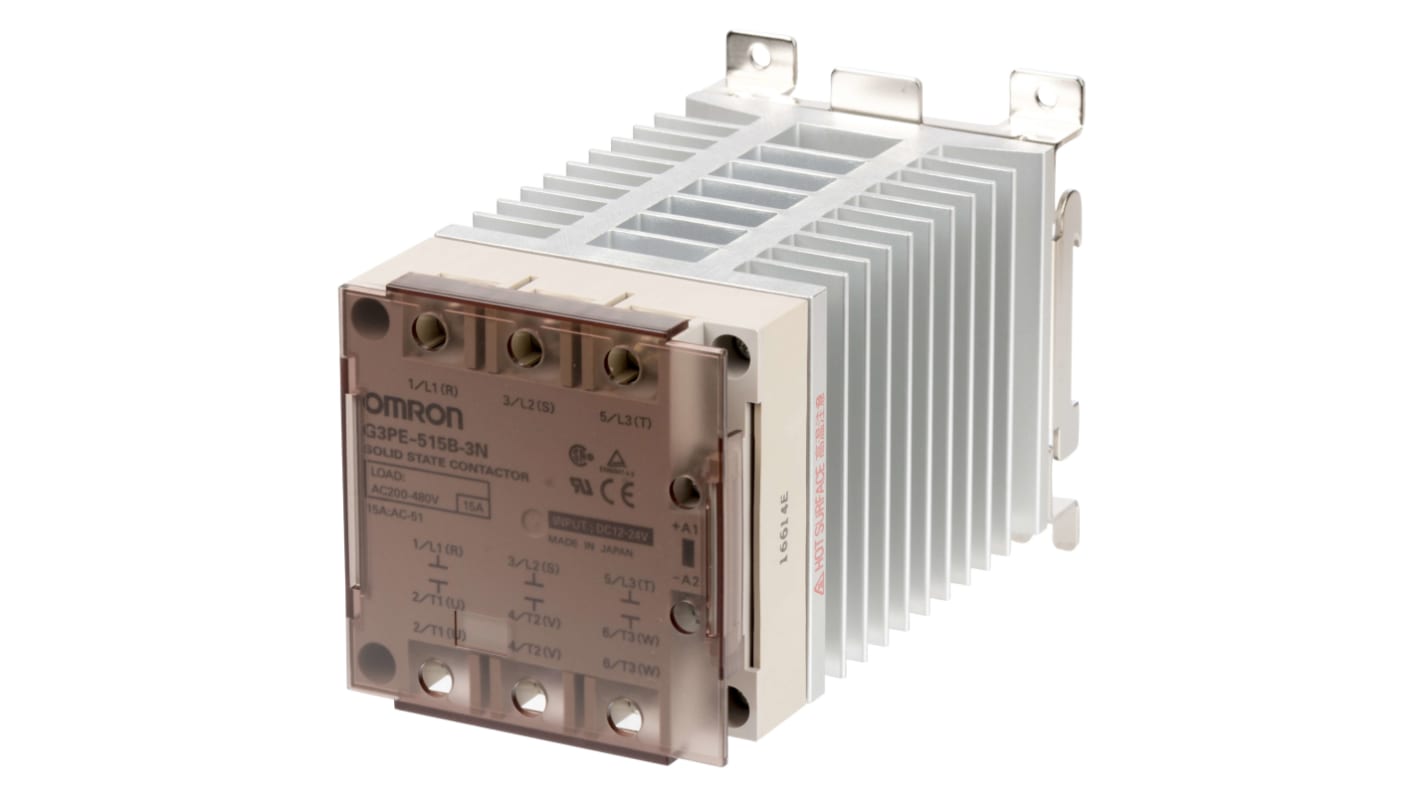 Relais statique Omron G3PE-515B-3N 12-24VDC, 15 A, Rail DIN, 528 V c.a.