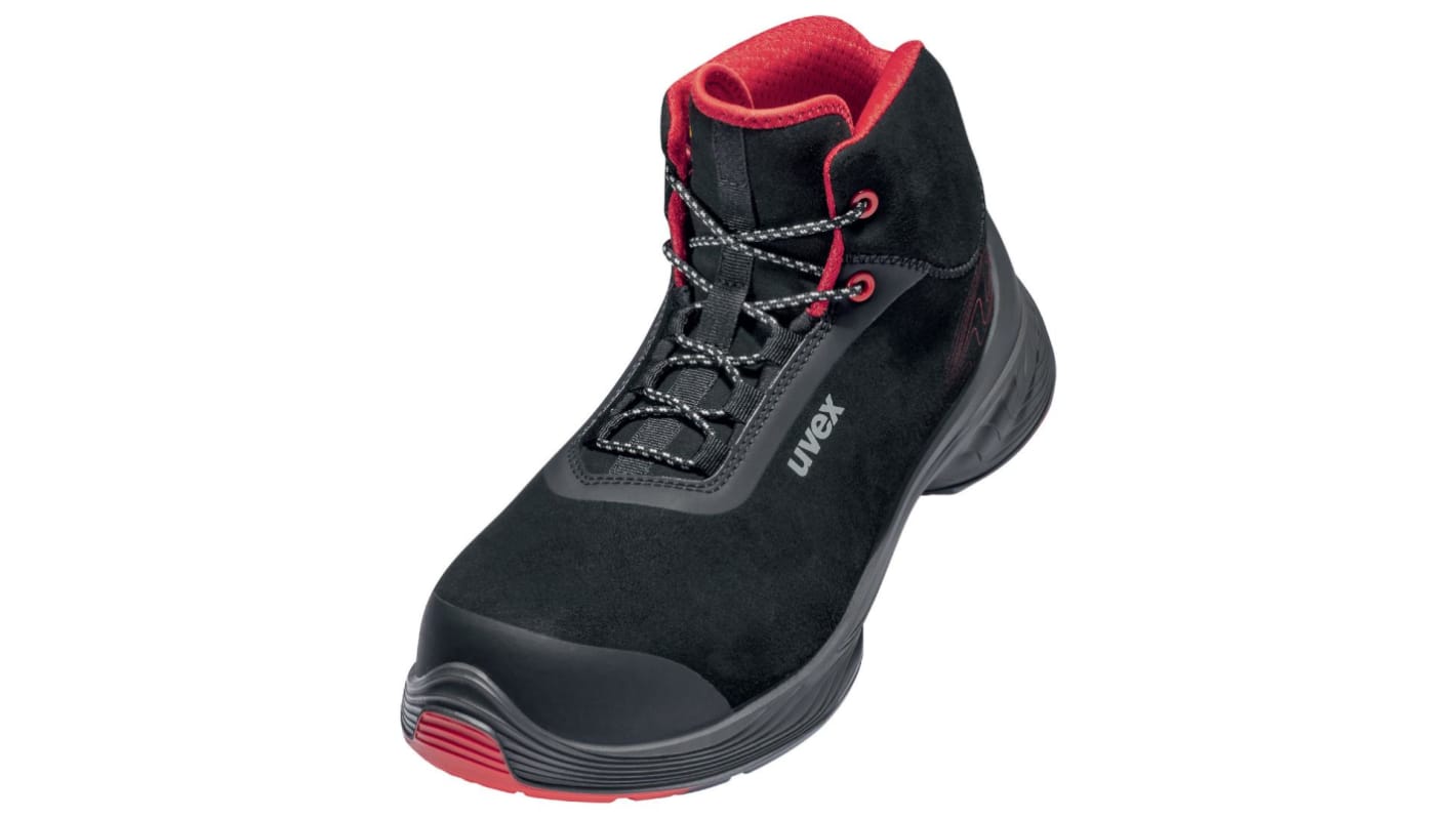 uvex 1 G2 Black, Red ESD Safe Composite Toe Capped Men, Women Safety Boots, UK 13, EU 48