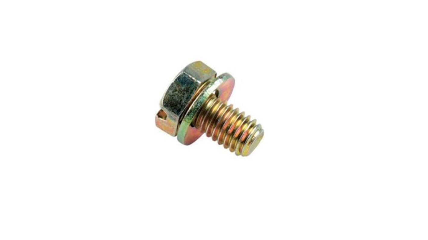 Legrand M6 x 10mm Galvanised Steel Hex Head Sems Screw, Plain Washer Washer