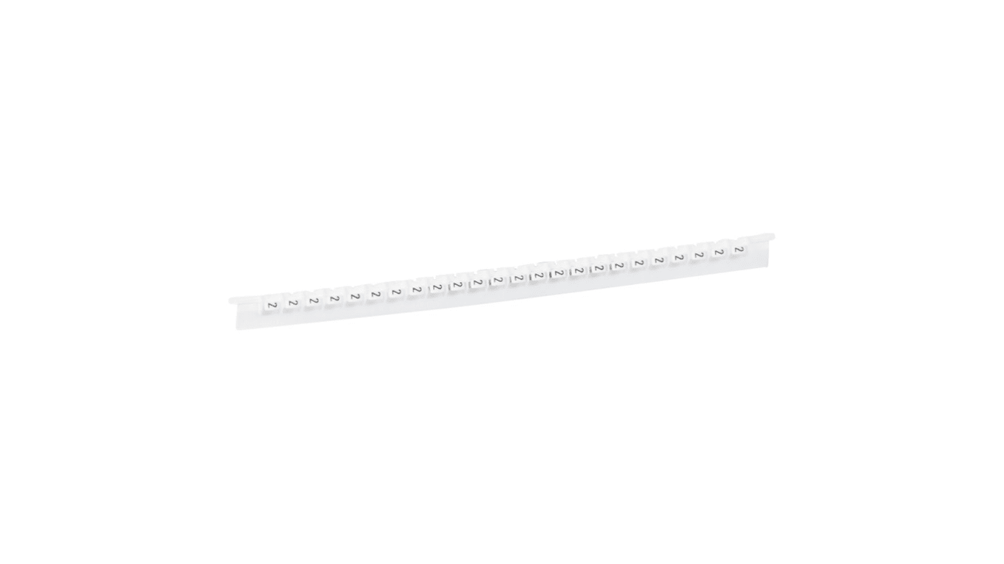 Legrand Cable Marker, Black on White, Pre-printed "2", 0.8 → 2.2mm Cable, for Closed-Ring Tracking System,