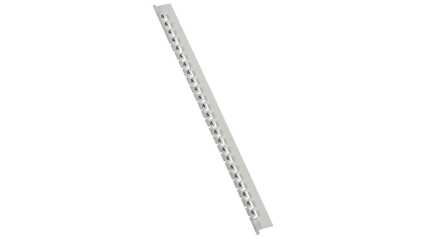 Legrand Cable Marker, Black on White, Pre-printed "4", 0.8 → 2.2mm Cable, for Closed-Ring Tracking System,