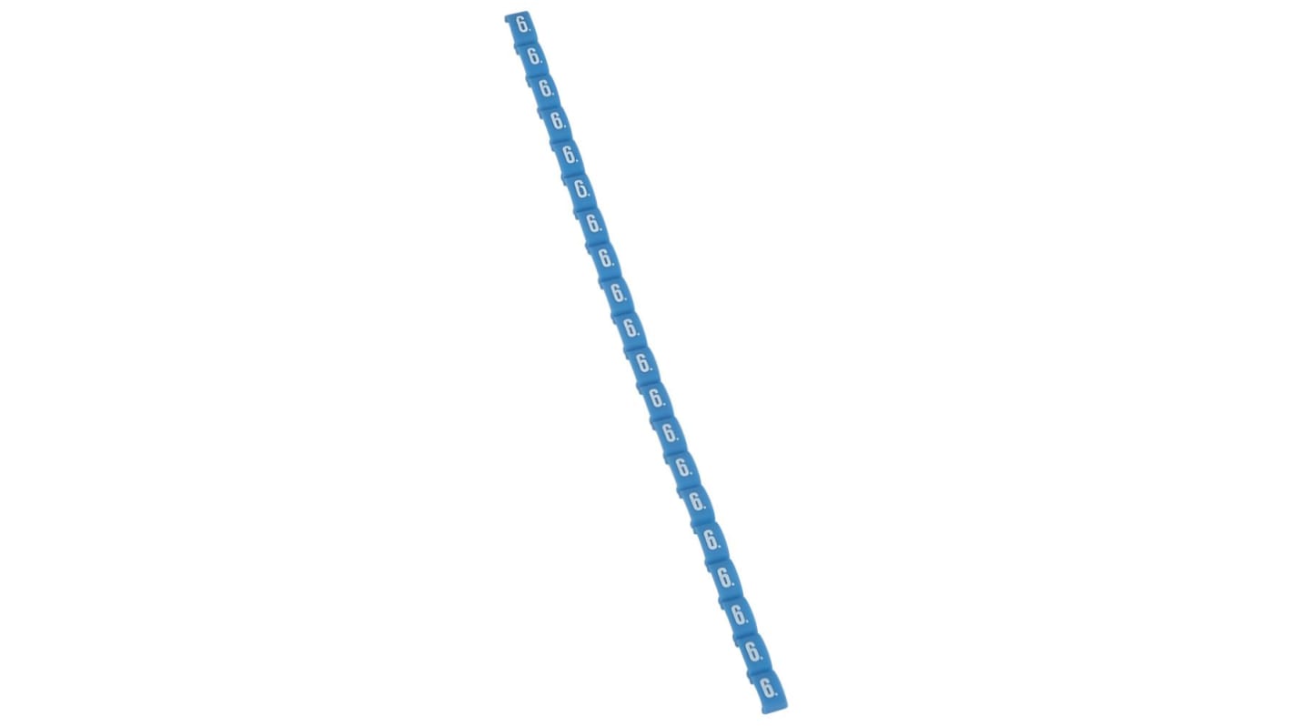 Legrand Kabelmarkierung für Kabel, aufsteckbar, Beschriftung: 6, Weiß auf Blau