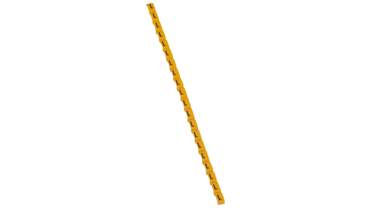 Marcador de cable Legrand Negro sobre Amarillo, texto: L, montaje: Pinza