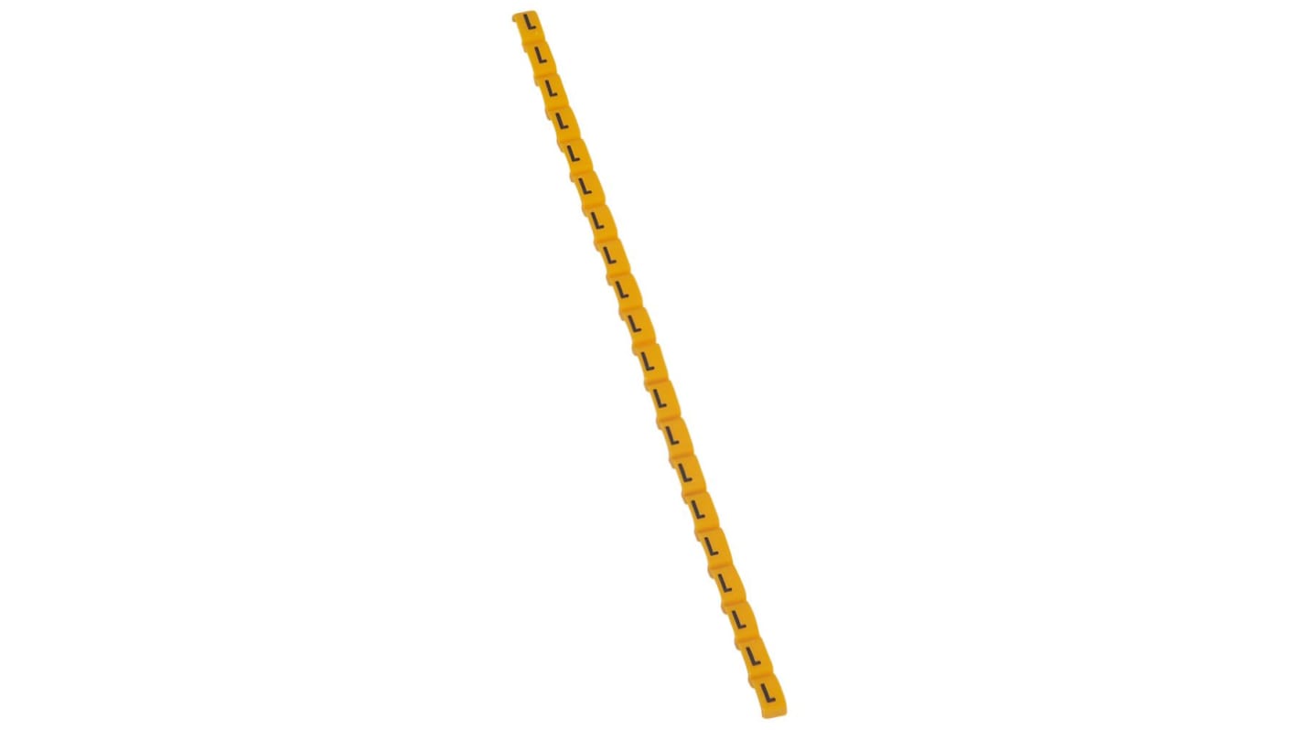 Legrand Clip On Cable Marker, Black on Yellow, Pre-printed "L", for Cable, 0 384 21