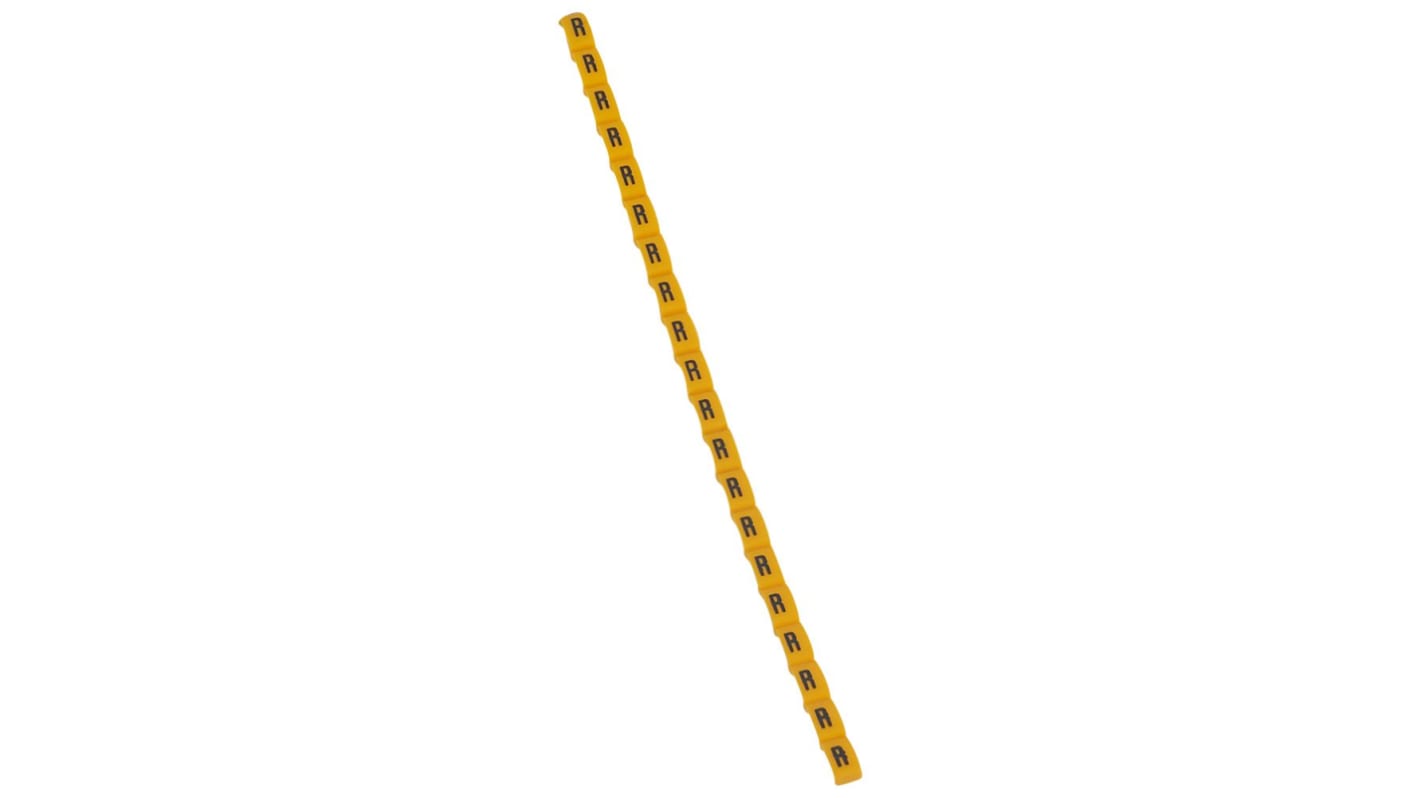 Legrand Clip On Cable Marker, Black on Yellow, Pre-printed "R", for Cable