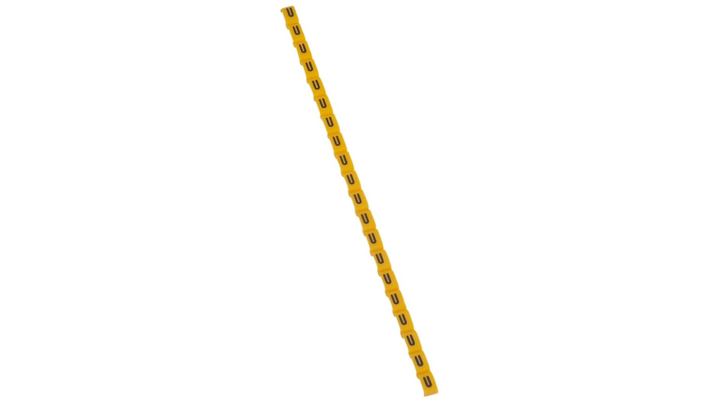 Legrand Clip On Cable Marker, Black on Yellow, Pre-printed "U", for Cable