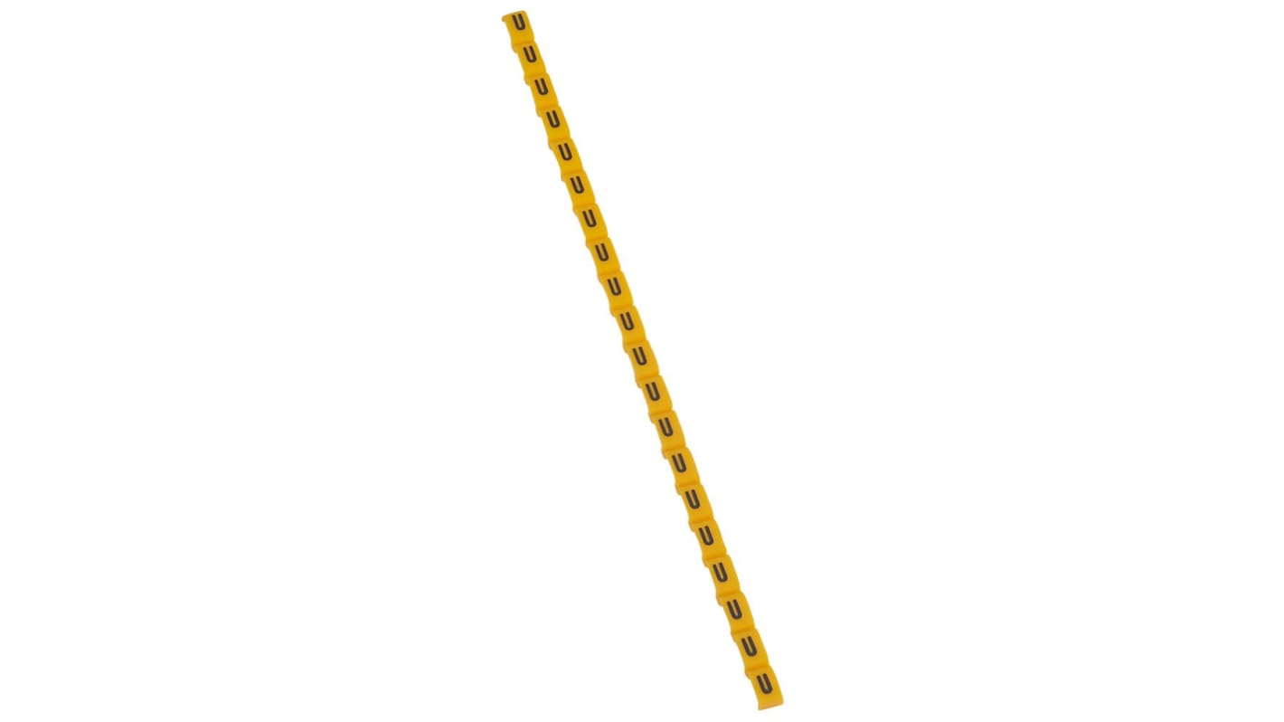 Legrand Clip On Cable Marker, Black on Yellow, Pre-printed "U", for Cable, 0 384 30