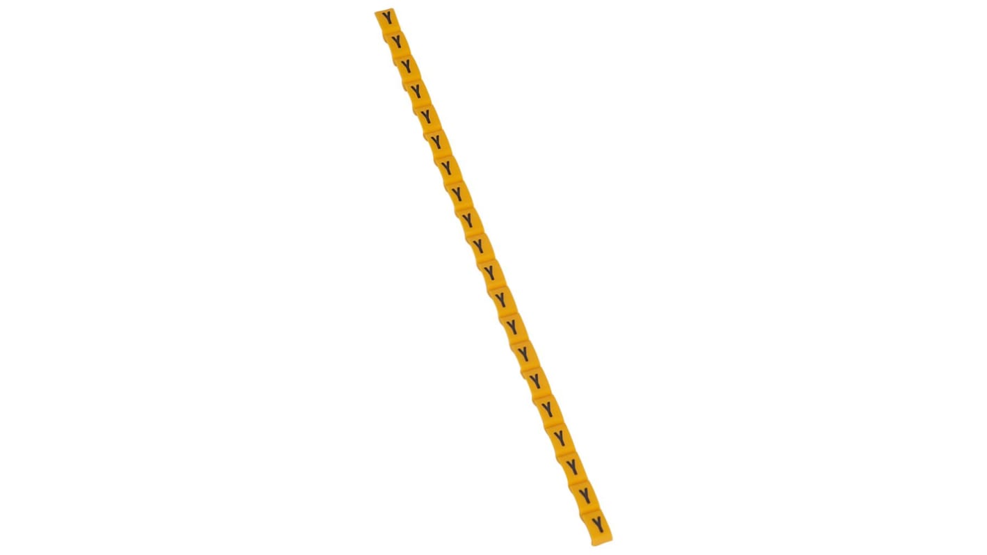 Legrand Clip On Cable Marker, Black on Yellow, Pre-printed "Y", for Cable, 0 384 34
