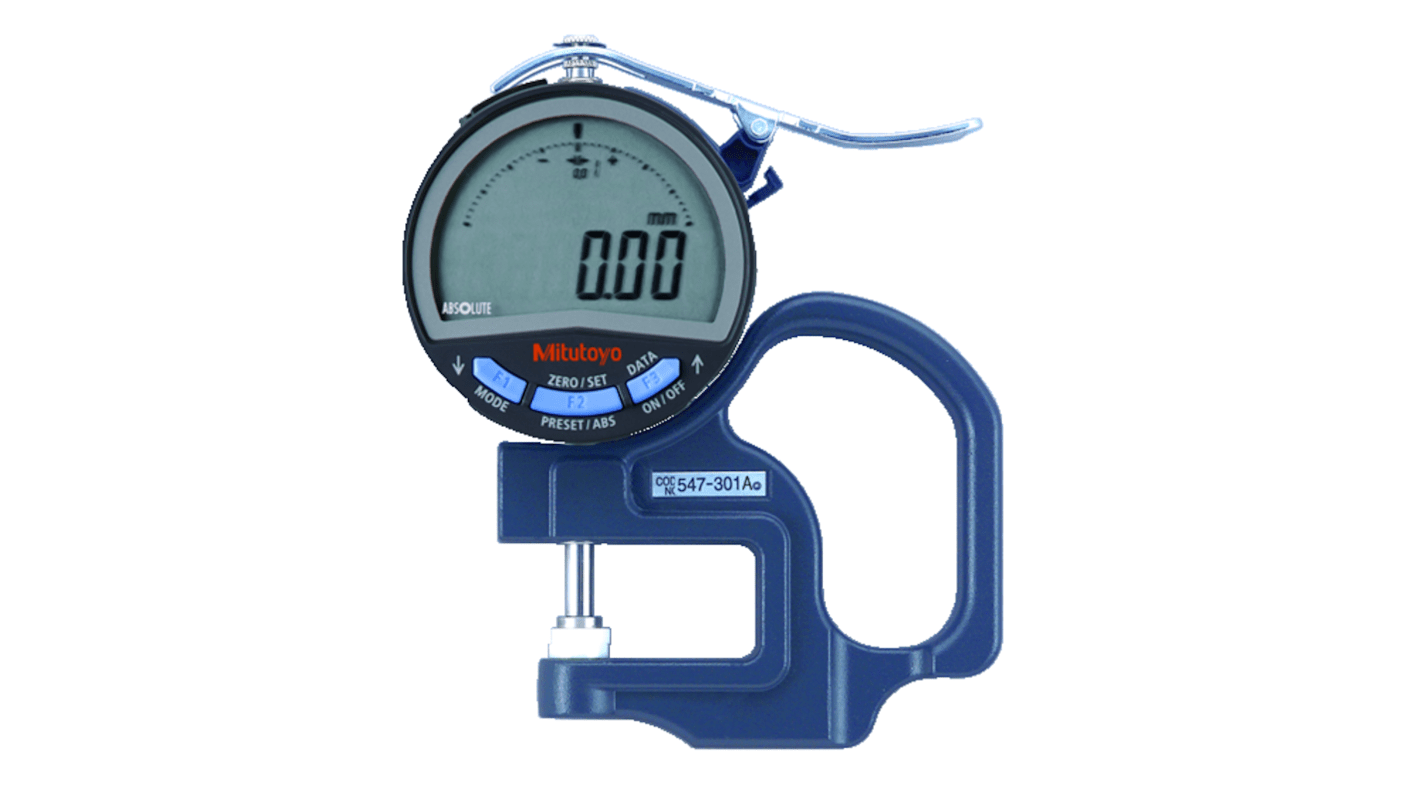 Mitutoyo 547 Thickness Gauge, 0mm - 10mm, ±20 μm Accuracy, 0.01 mm Resolution, LCD Display