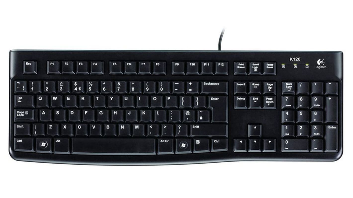 Teclado Logitech, , Con cable, Negro, USB, QWERTY (Italia)