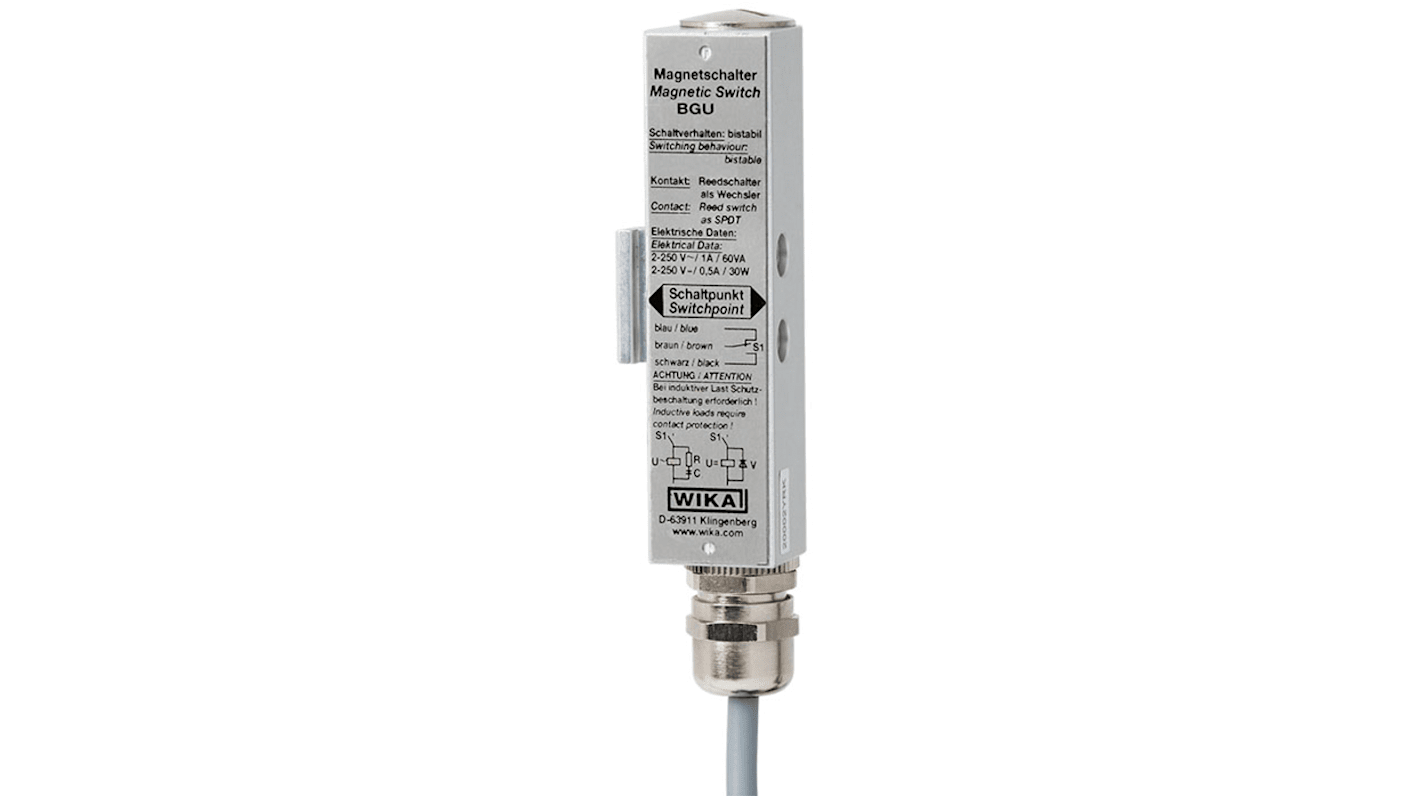 WIKA L-BGU-S Series Mounting with Tightening Strap Magnetic Non-Contact Safety Switch, 230V ac/dc, Stainless Steel