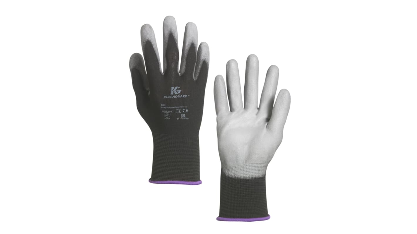Kimberly Clark G40 Black Nylon Abrasion Resistant, Cut Resistant Gloves, Size 8, Polyurethane Coating
