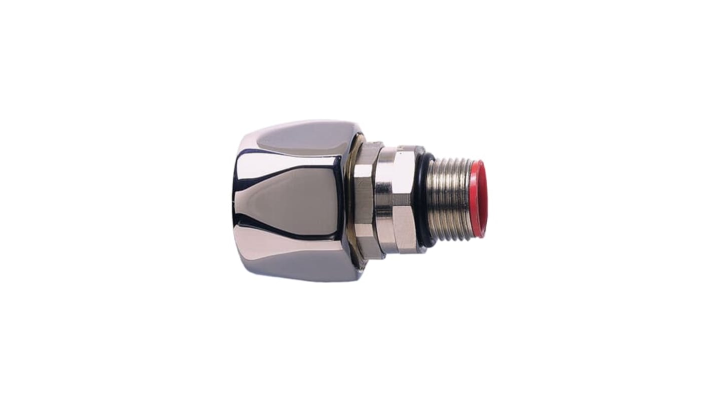 ABB Straight, Conduit Fitting, 16mm Nominal Size, M20, Nickel Plated Brass, Metallic
