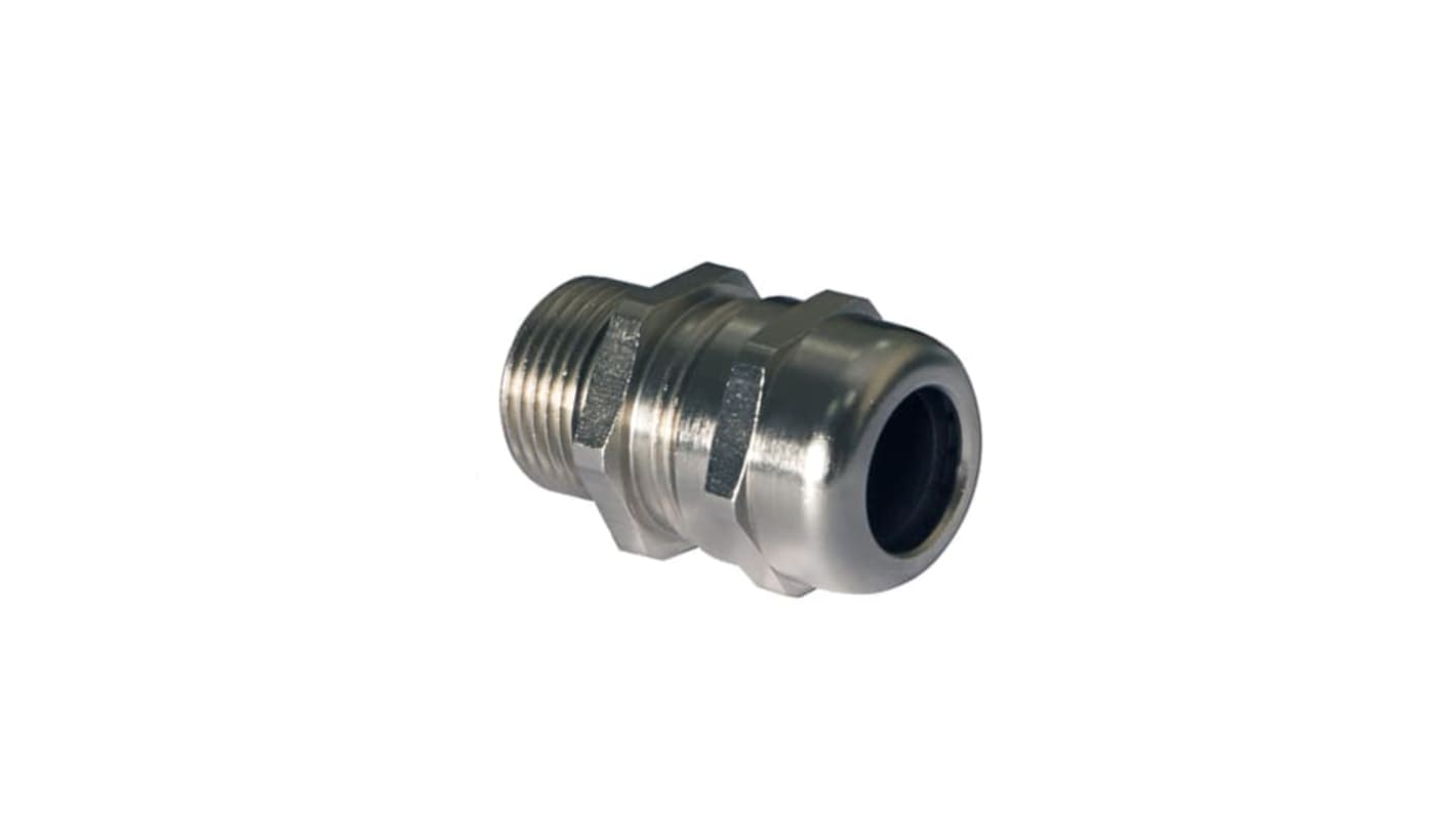 ABB RBCG Series Metallic Nickel Plated Brass Cable Gland, M16 Thread, 5mm Min, 10mm Max, IP66, IP68, IP69