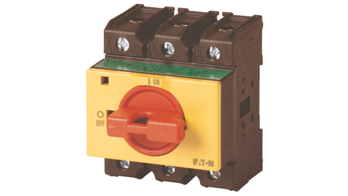 Eaton 3 Pole Panel Mount Isolator Switch - 63A Maximum Current, 30kW Power Rating, IP30 (Front)