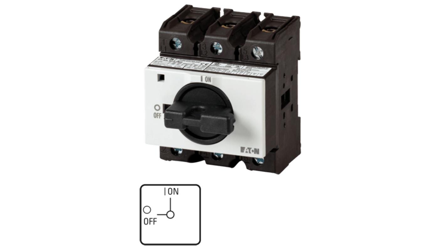 Eaton 3 pole + N Pole Panel Mount Isolator Switch - 63A Maximum Current, 30kW Power Rating, IP30 (Front)