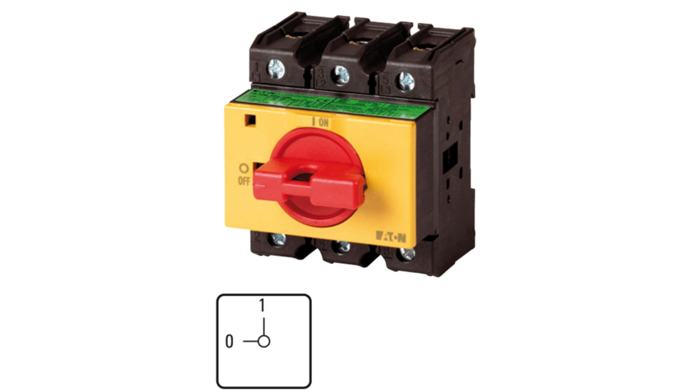 Eaton 3 Pole Panel Mount Isolator Switch - 100A Maximum Current, 55kW Power Rating, IP30 (Front)