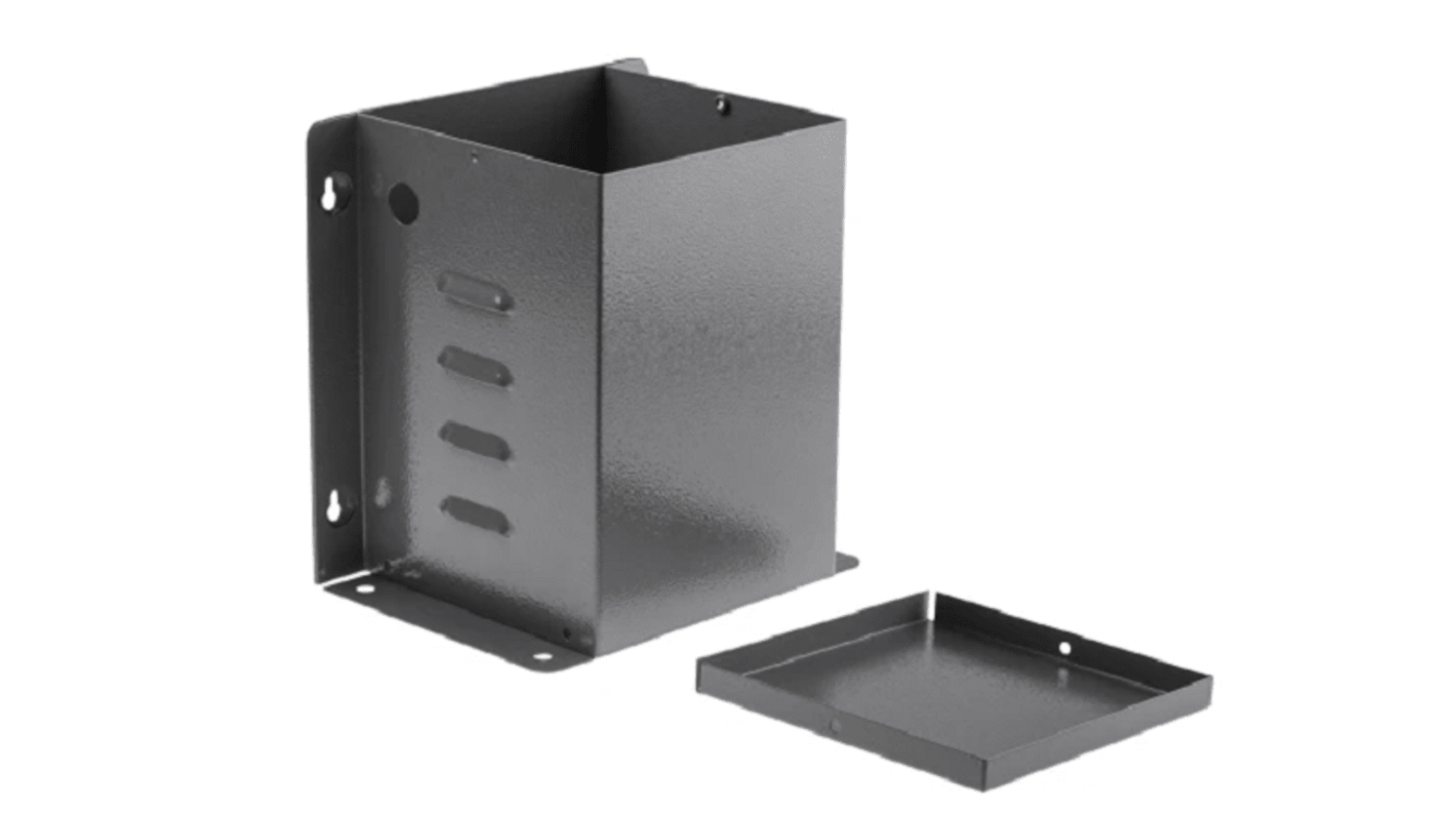 RS PRO Grey Steel Enclosure, Flanged, Grey Lid, 157 x 157 x 221mm