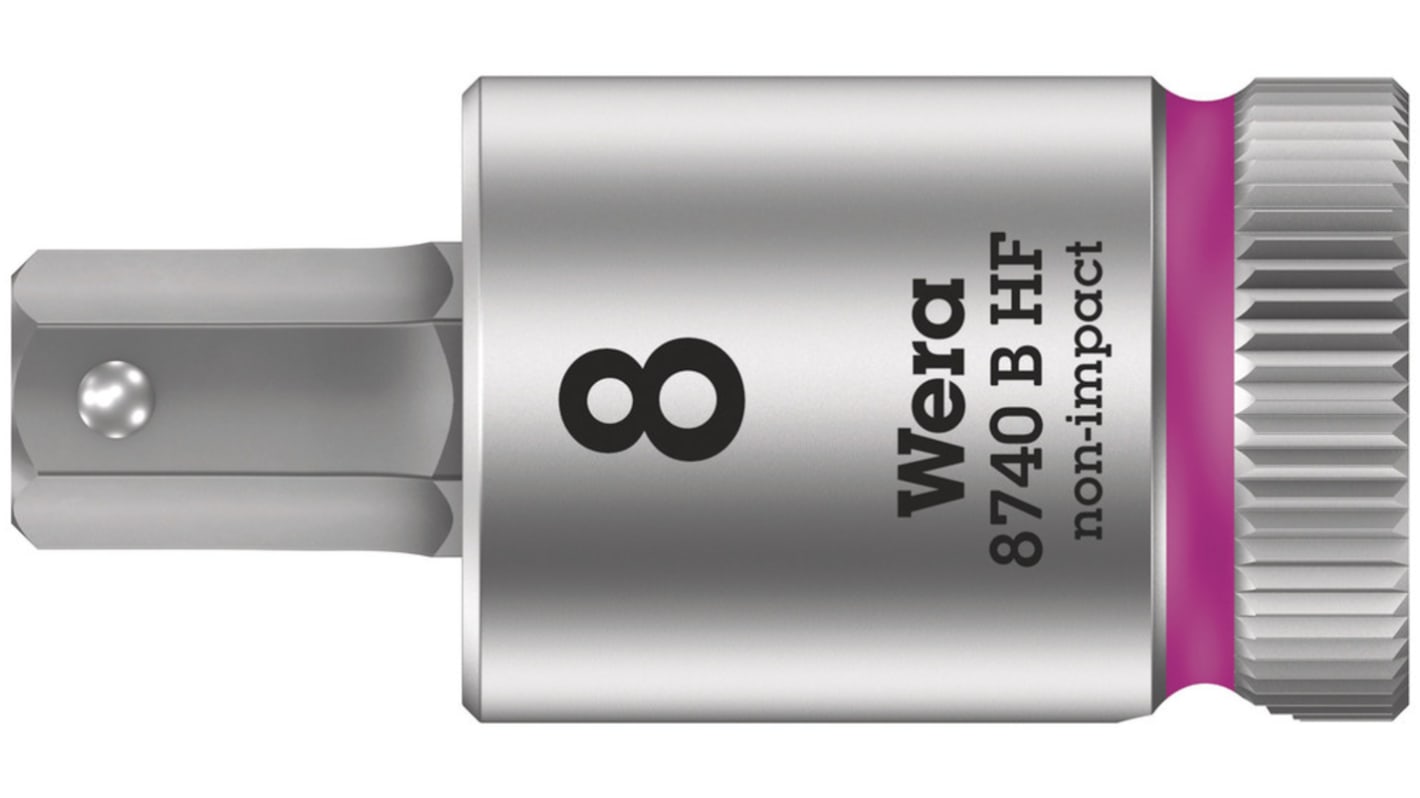 Wera 3/8 in Drive Bit Socket, Hex Bit, 3mm, 102 mm Overall Length