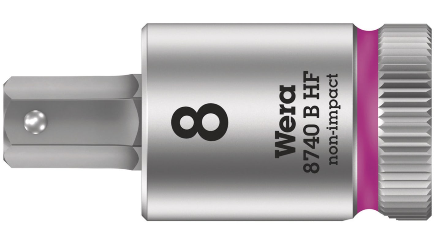 Wera 3/8 in Drive Bit Socket, Hex Bit, 4mm, 102 mm Overall Length