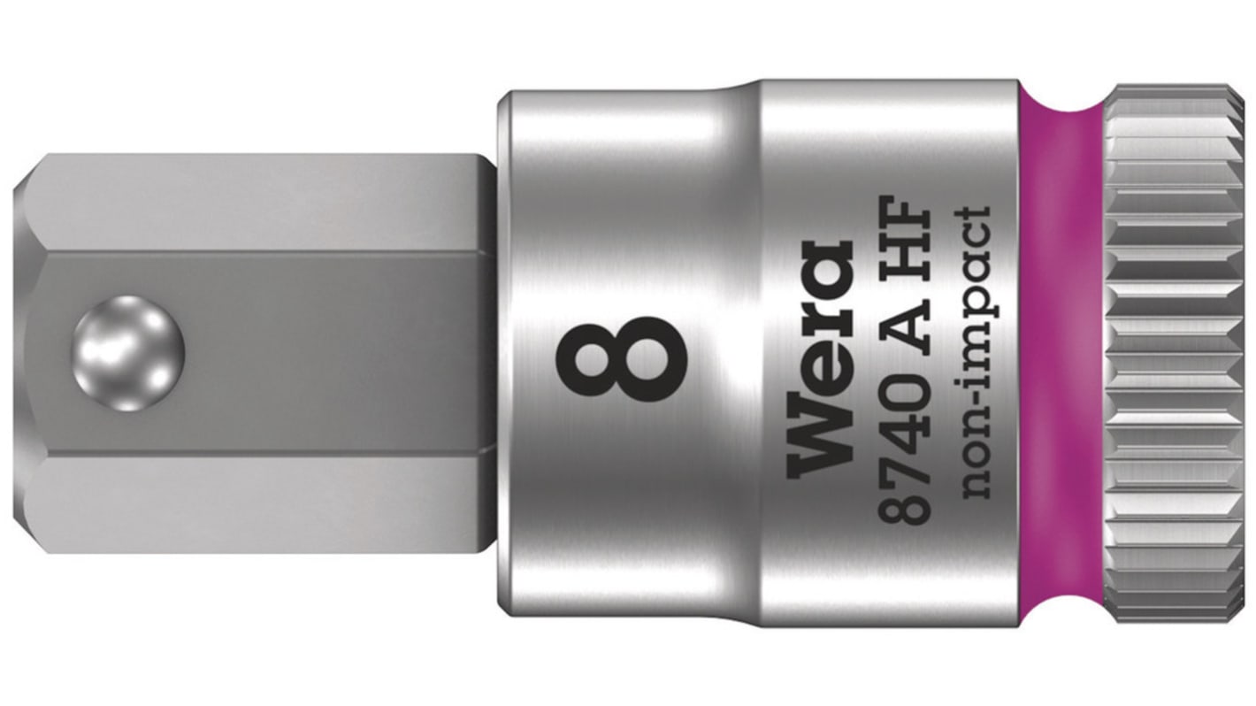 Wera 1/4 in Drive Bit Socket, Hex Bit, 1/4in, 95 mm Overall Length