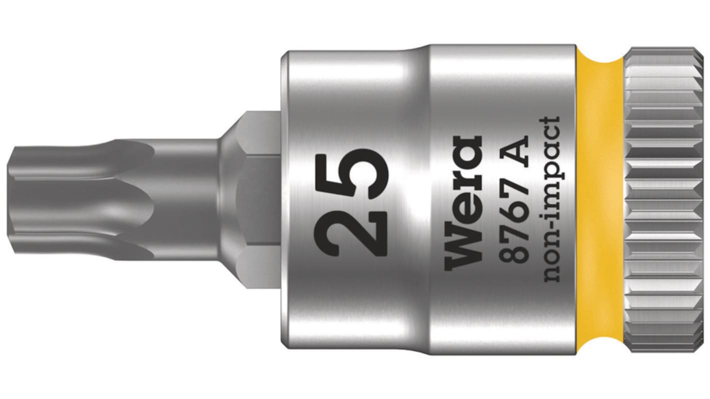 Wera 1/4 in Drive Bit Socket, Torx Bit, T10, 100 mm Overall Length